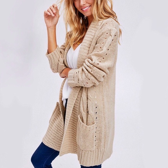 NEW! Cozy Cable Loose Knit Long Cardigan Sweater - Picture 3 of 8